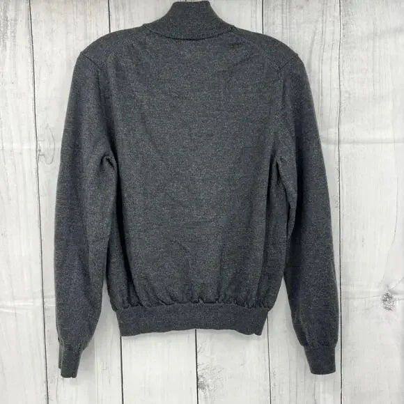 Bloomingdale's (S) Womens Gray 100% Merino Wool 1/4 Zip Pullover Sweater - Picture 2 of 11